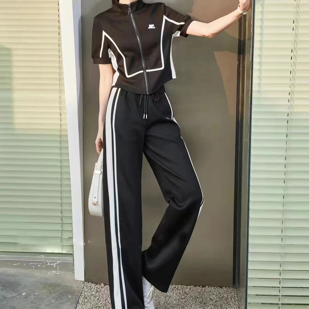 X8969【上新】高级感港风黑色时尚气质短袖两件套