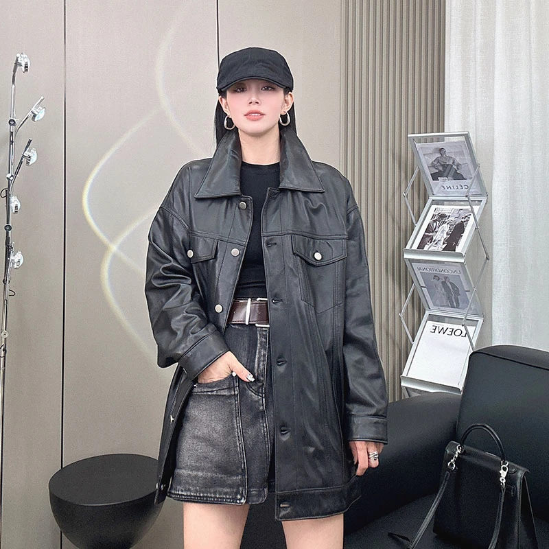 2024早秋真皮绵羊皮皮衣女夹克秋季新款爆款小众简约百搭休闲外套