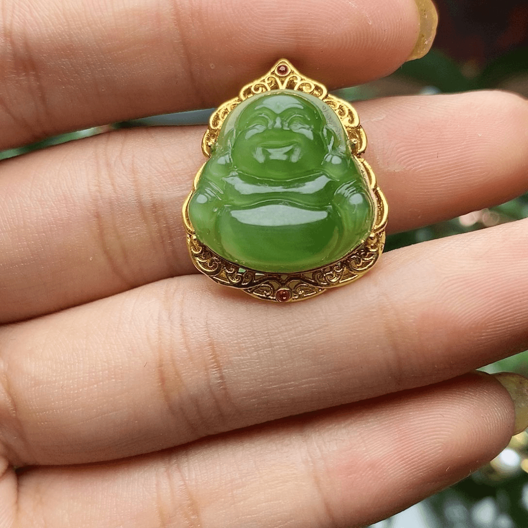 和田玉（碧玉）颈饰18K金镶嵌