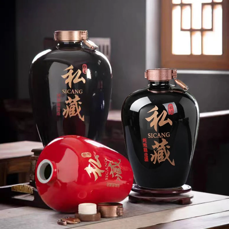 景德镇陶瓷酒坛子3斤5斤10斤雕刻古风家用密封酒罐家用酒壶白酒瓶