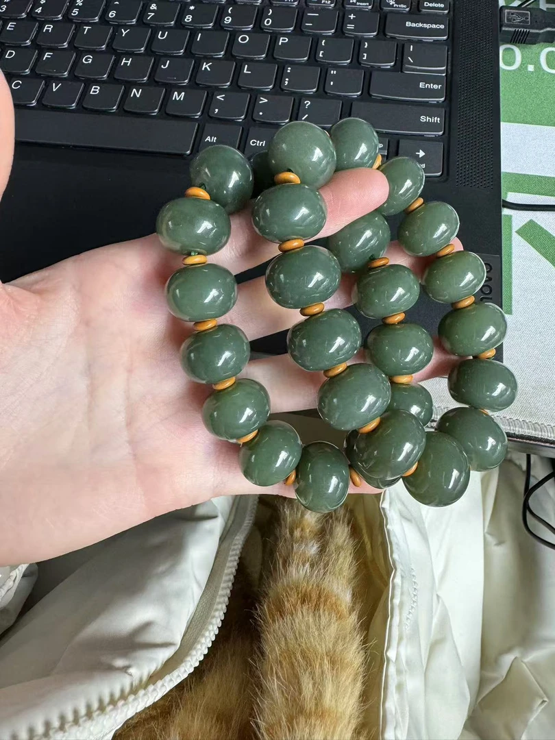 sc133黑羊洞碧玉算盘珠手串  多样性发一