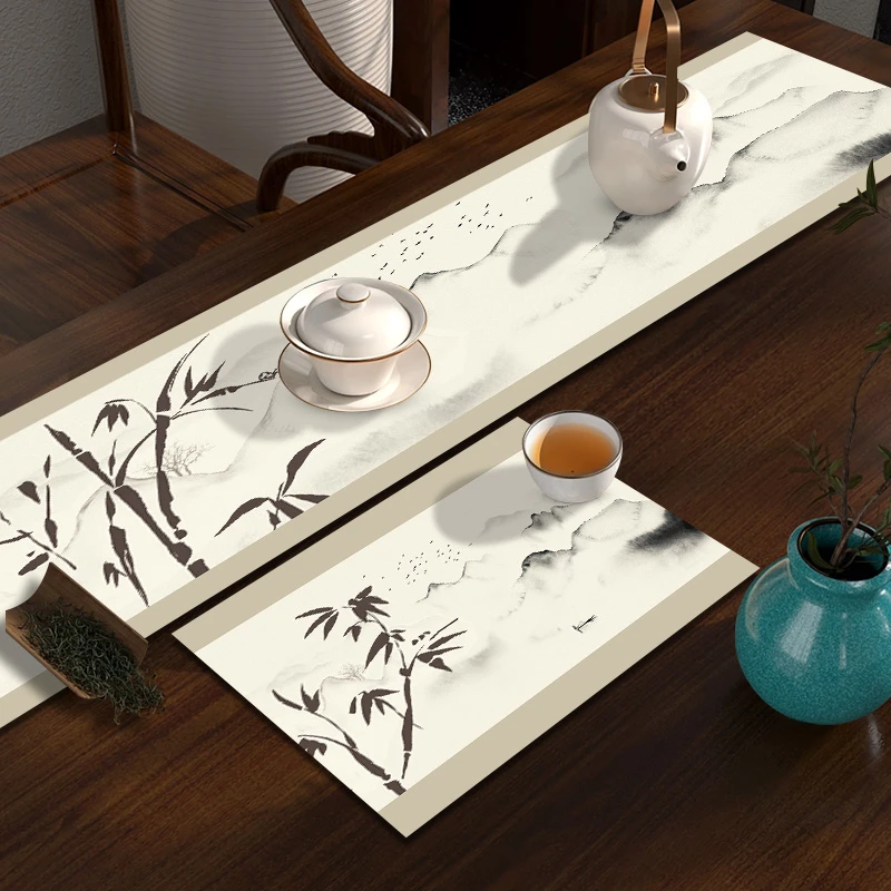网红新中式吸水防滑桌垫餐桌垫硅藻泥中国风沥水垫定制长条简约
