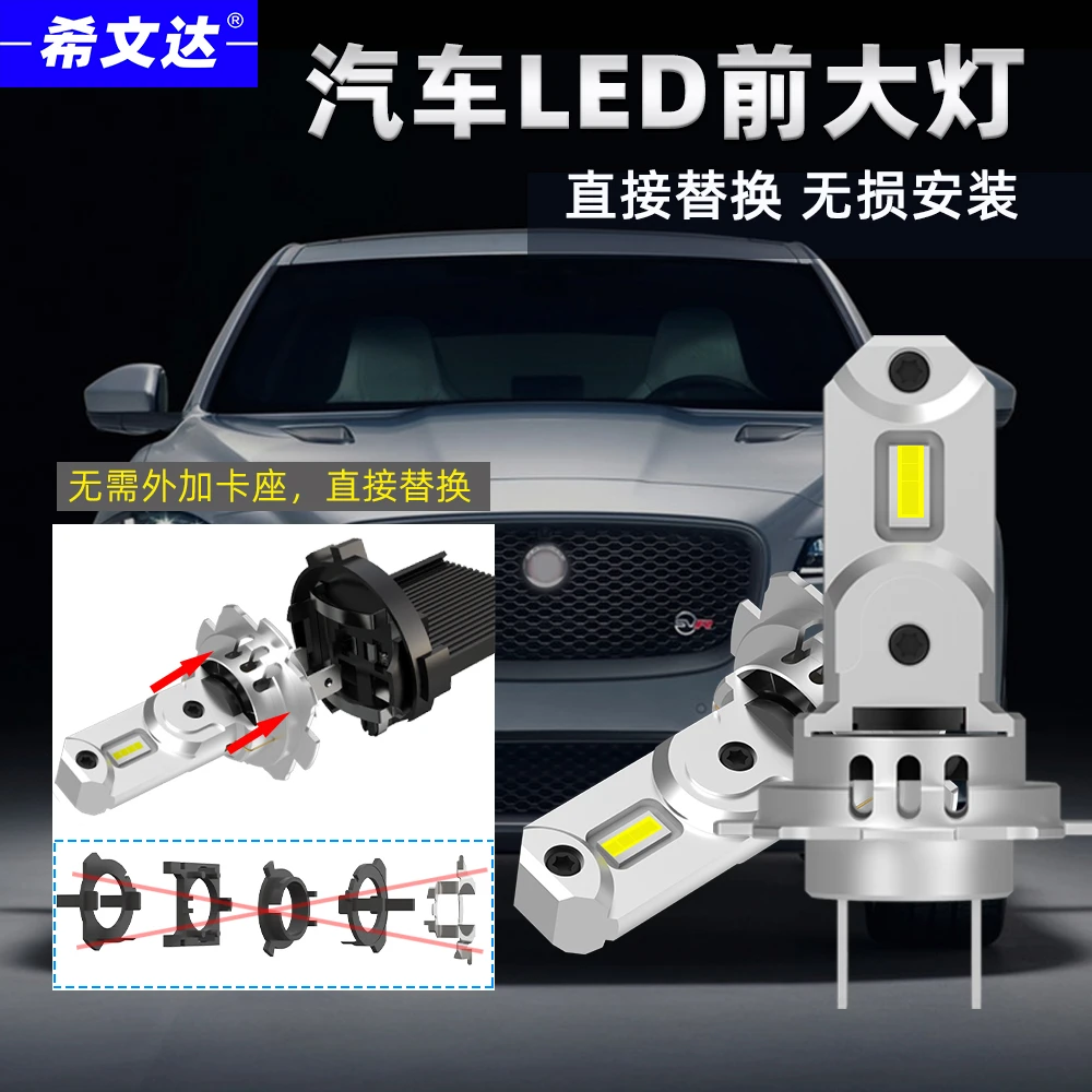 希文达全新汽车LED大灯改装h7型号车灯泡超亮近光远光一体化风扇