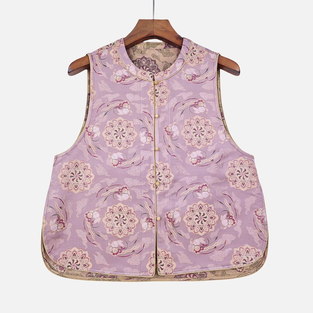 【雨霏】桑蚕丝新中式通勤显瘦日常女士复古马甲国风无袖51538