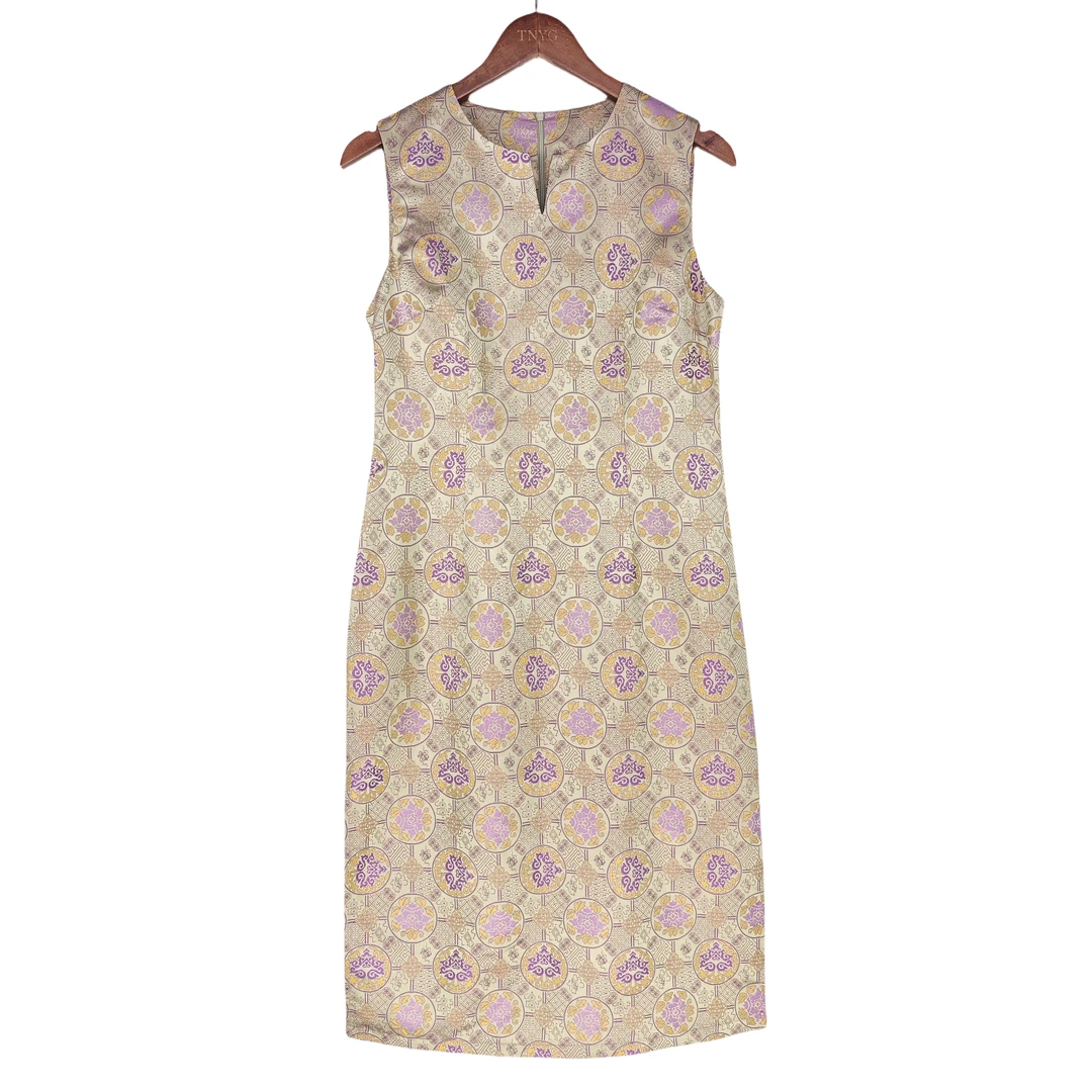 【苏漾】桑蚕丝新中式复古百搭国风气质优雅无袖女装连衣裙 24059