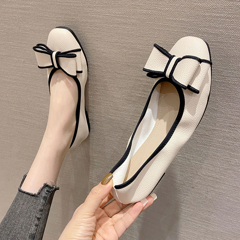 平底鞋女软皮软底2025新款夏季浅口单鞋低跟小香风大码女鞋41-43