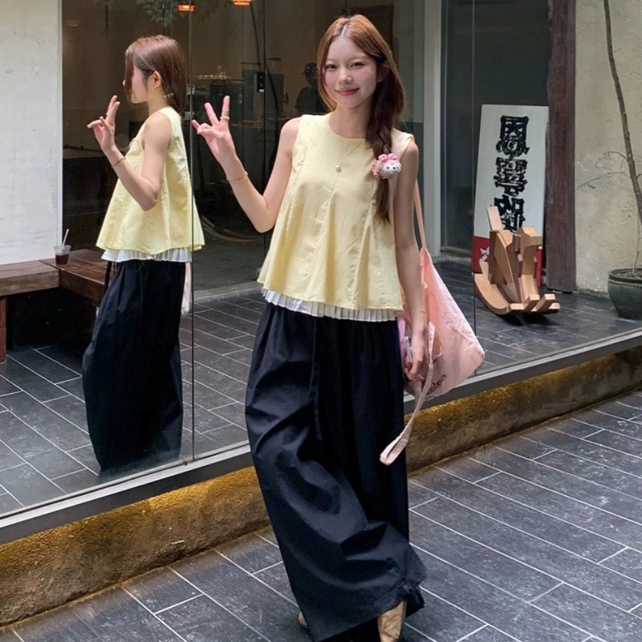 【昕昕家】新款夏装孕妈松弛感百搭韩版气质简约上衣+阔腿裤