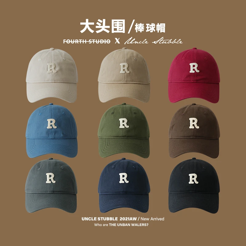 防晒遮阳帽R标字母棒球帽女日系百搭显瘦显脸小韩版鸭舌帽男运动