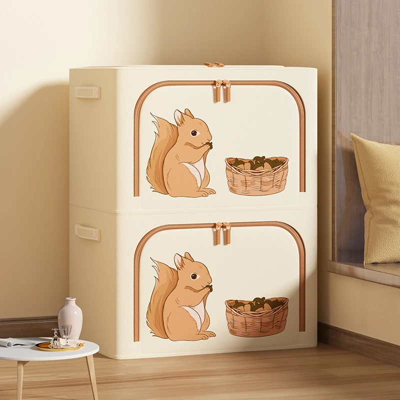 快乐鱼衣服收纳箱家用布艺衣柜折叠储物神器装衣物整理被子的袋盒