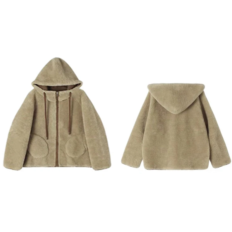 117 皮毛一体羊羔毛厚外套女冬季外套