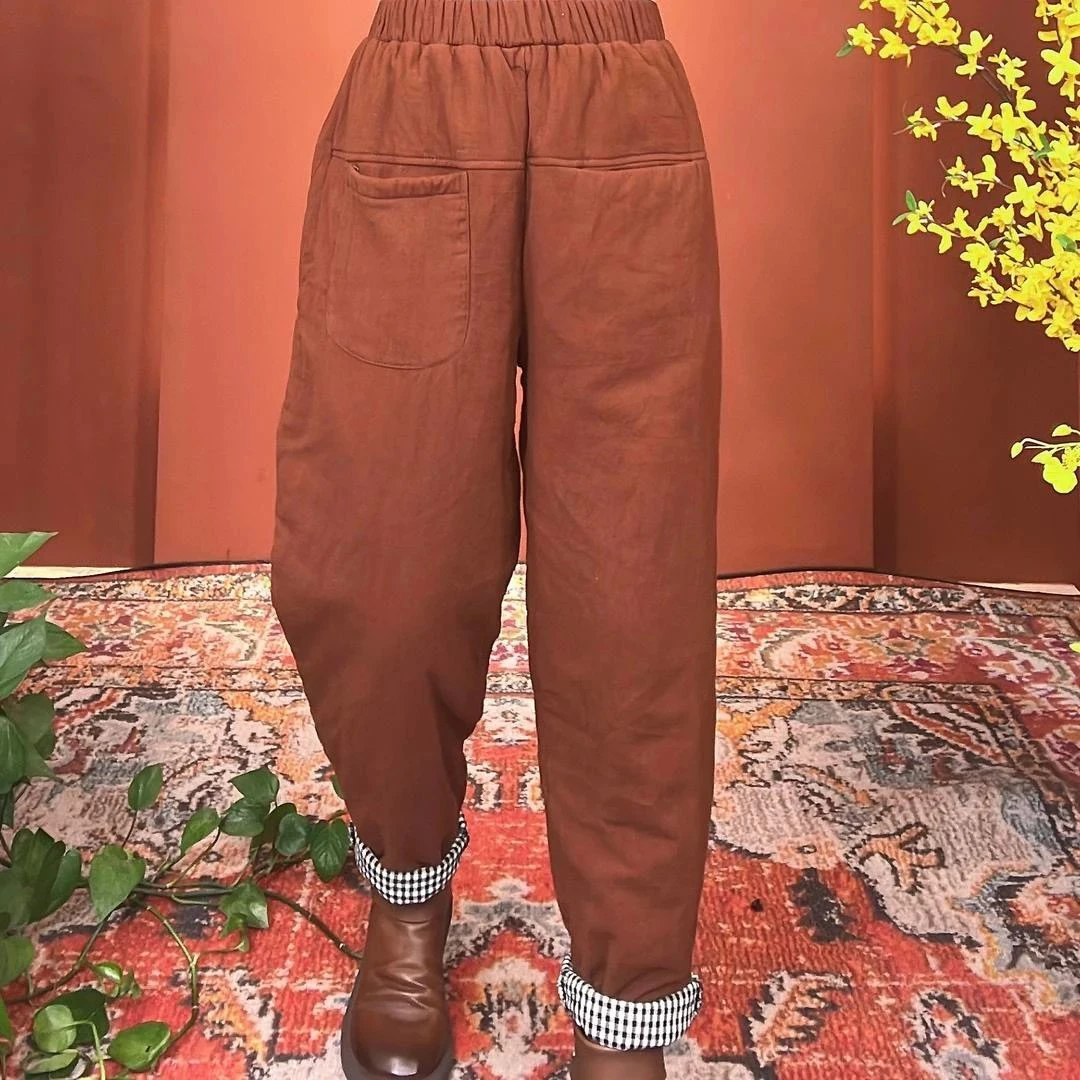 南苑秋冬新款拼接格子棉裤111