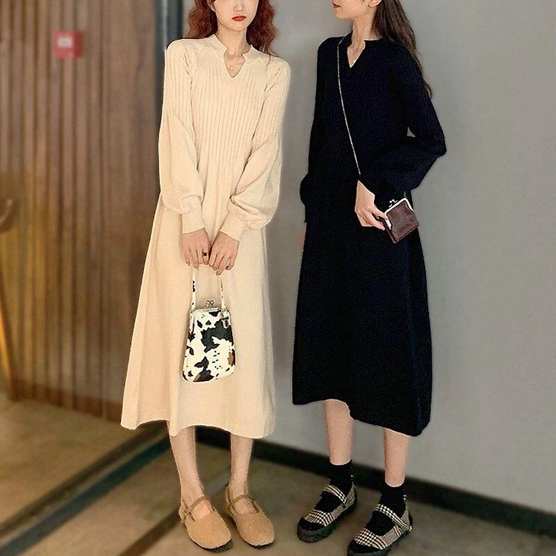 孕妇装秋冬连衣裙轻奢高级感气质显瘦秋冬针织加厚打底毛衣裙子