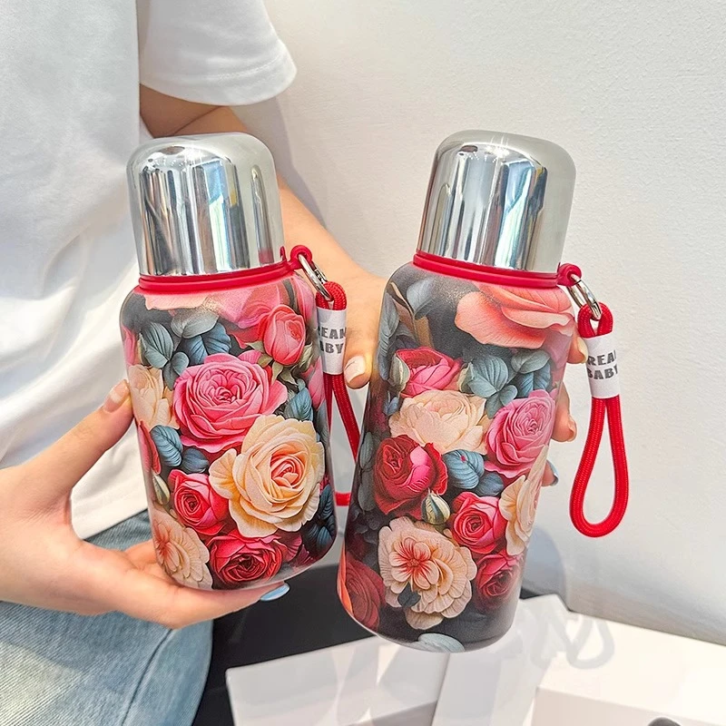 花卉国潮风不锈钢保温杯茶水分离泡茶杯外出便携水杯高颜值保温杯