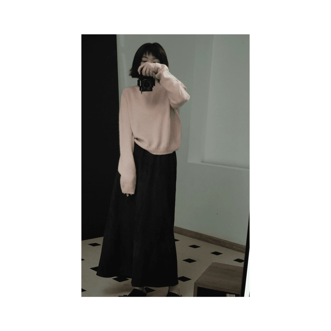 【高品无缝一体】秋冬简约纯色套头短款轻柔感毛衣外穿上衣