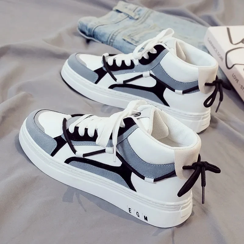 男鞋高帮2023冬季新款板鞋韩版学生男士软底休闲百搭运动小白潮鞋