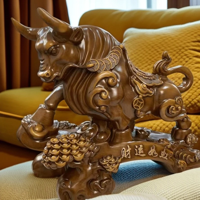 BYJ财运如虹牛摆件高档客厅家居电视柜办公室桌面装饰品长30高25