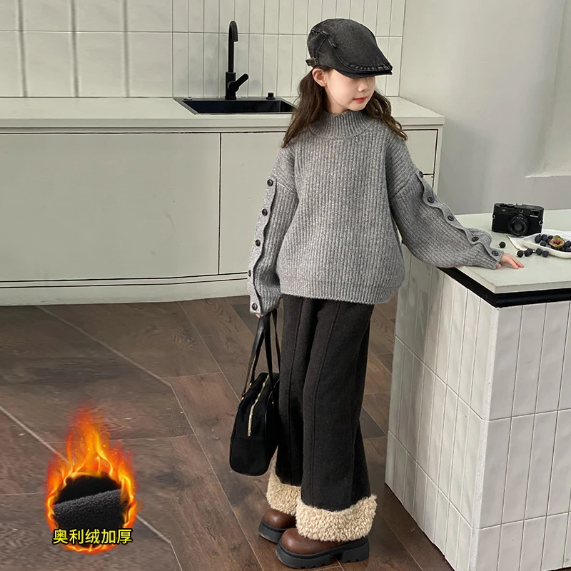 女童秋冬款加厚毛衣2025新款韩系中大童小女孩洋气儿童冬装针织衫