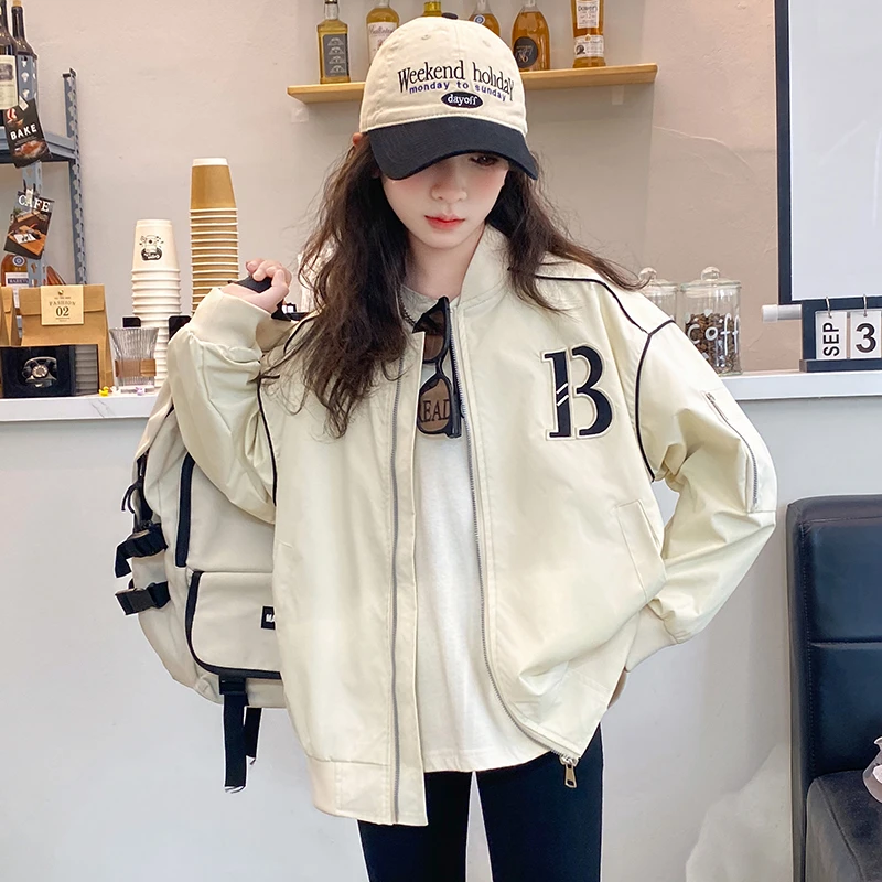 女童外套春秋装2025新款时髦洋气女孩开衫百搭棒球服中大童休闲装