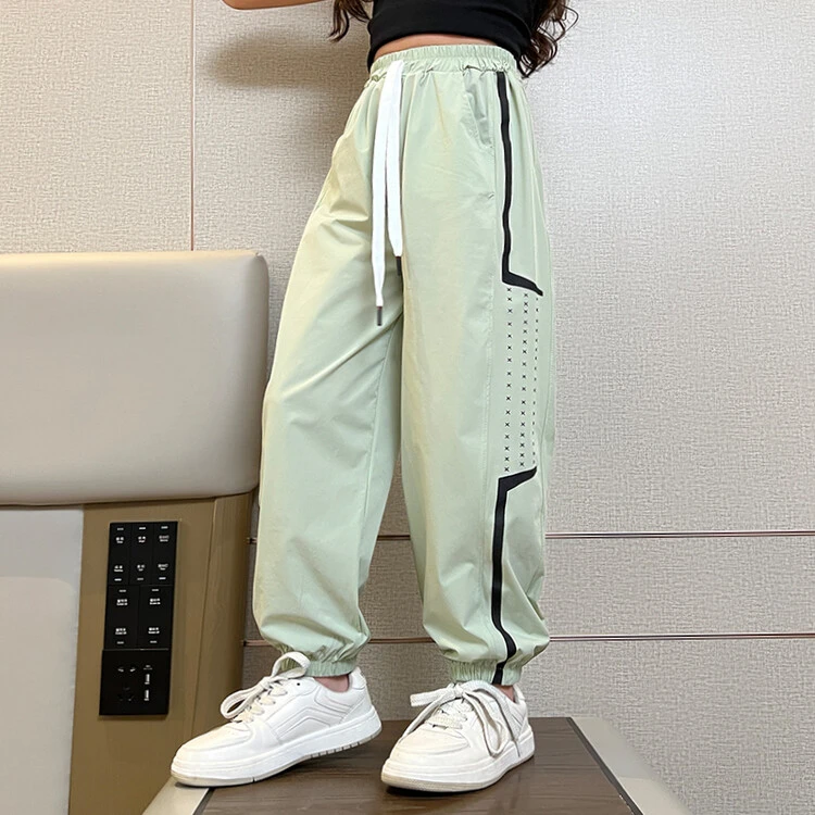 女童运动裤夏季薄款2024中大童女孩宽松休闲裤长裤夏装冰丝防蚊裤