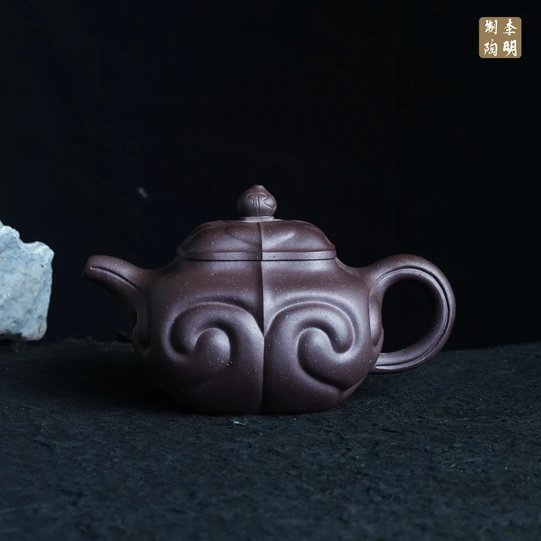 黄龙山原矿高温紫泥四季如意壶