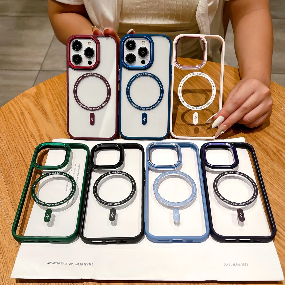 适用iPhone15ProMax手机壳苹果14新款透明磁吸防摔壳13pro保护套