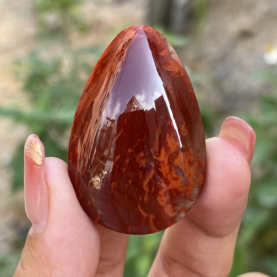 典藏级 南红瓦西牛血红妖花火焰纹水滴型吊坠 43.4*28.9*12.5