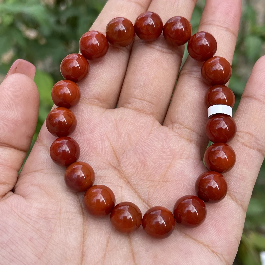 典藏级 南红瓦西锦红双色圆珠手串 颜色红润 高品 肉质饱满 10mm