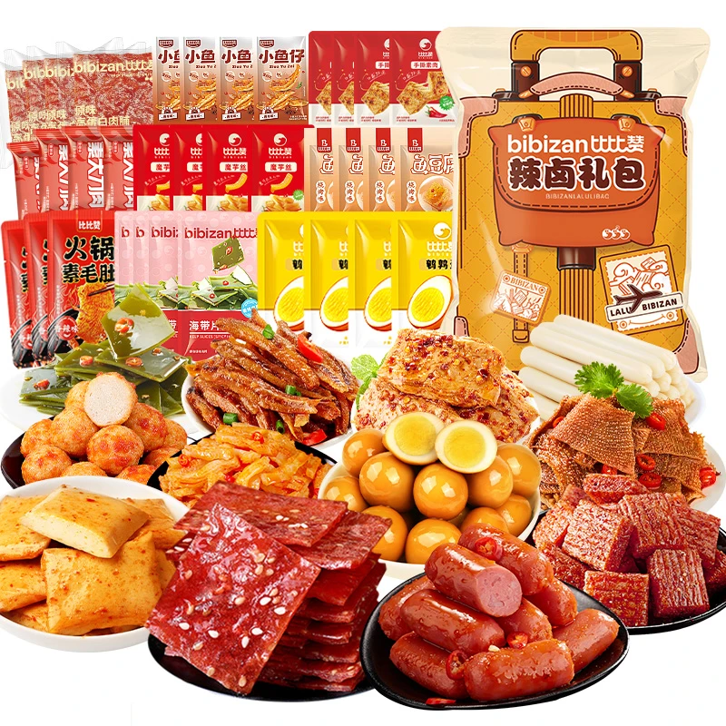比比赞12种辣卤肉类香辣零食大礼包网红宿舍追剧小零食寝室组合