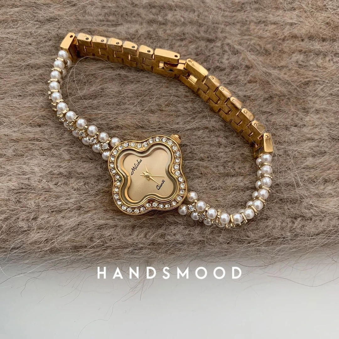 handsmood 法式复古轻奢四叶草珍珠表高级精致气质优雅手表女361