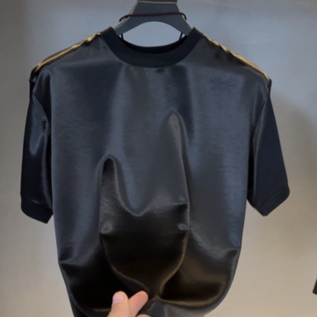 2577秋冬新款男士圆领T恤新中式男款休闲圆领短袖上衣潮牌欧货