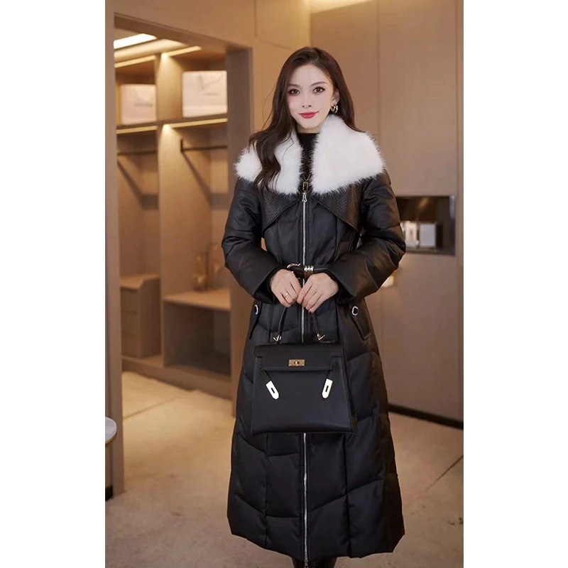 2023冬季90白鸭绒羽绒服女秋冬中长款保暖神器收腰显瘦外套