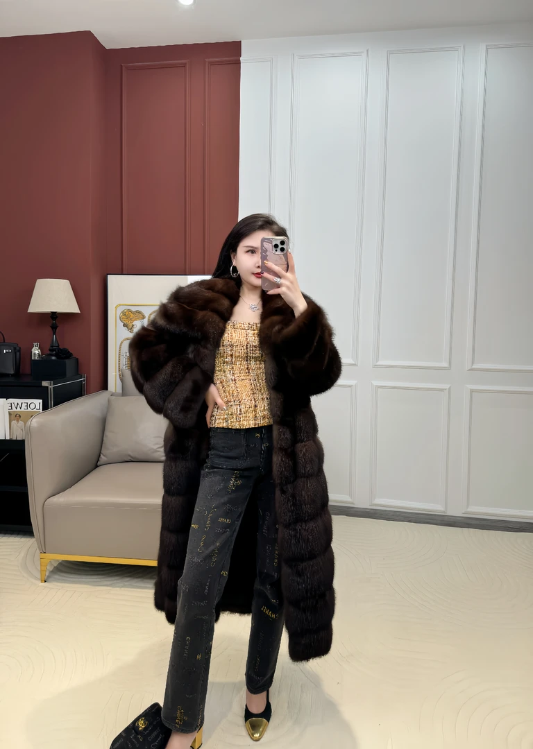【LUBLIS】<天使之翼>冬季新款俄罗斯黑金紫貂女气质百搭长款皮草