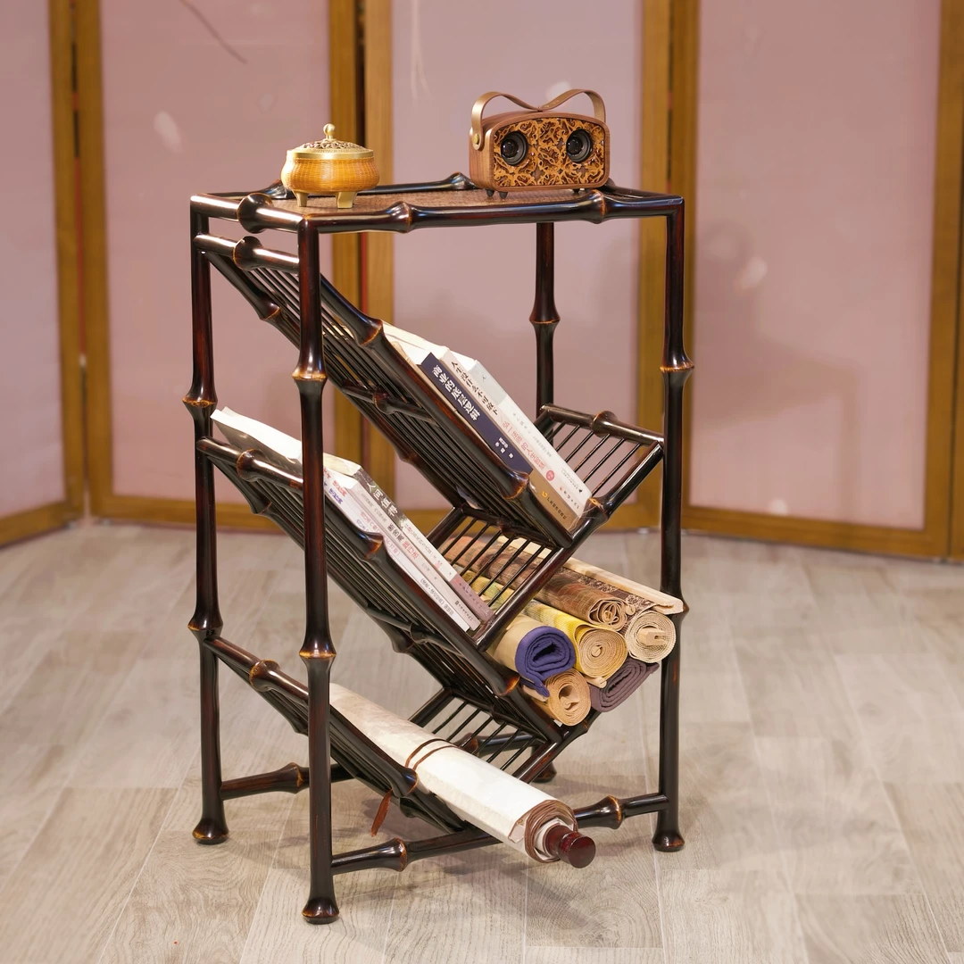 新款筇竹中式茶具架子茶壶架展示架多宝阁置物博古架小型摆件