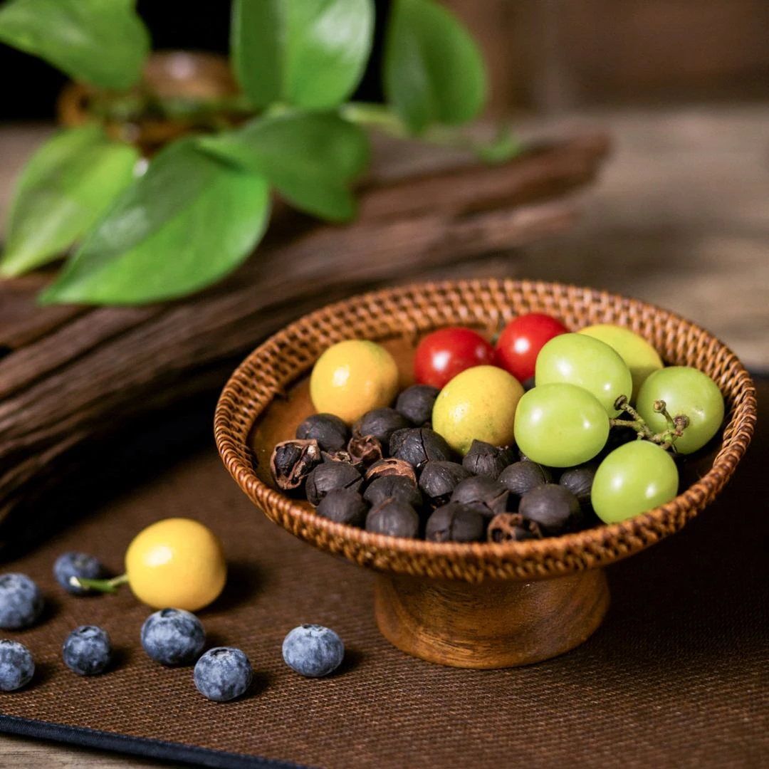 胡桃木果盘干果零食盘编织手工创意点心盘