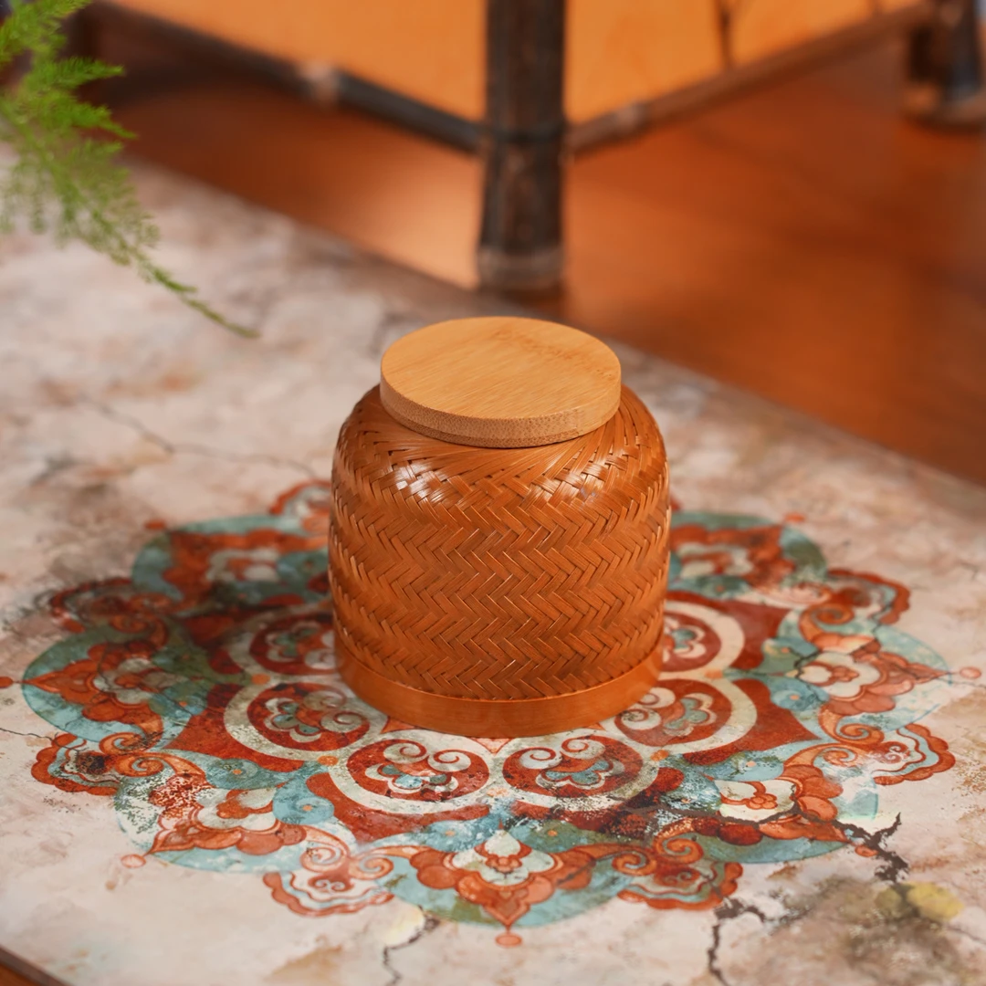 中式全手工竹编竹茶叶罐密封便携旅行茶具茶仓茶道竹制复古纯手工