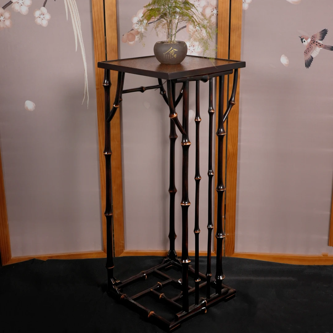 筇竹花几新中式花架置物架茶具客厅落地式盆景花盆竹架