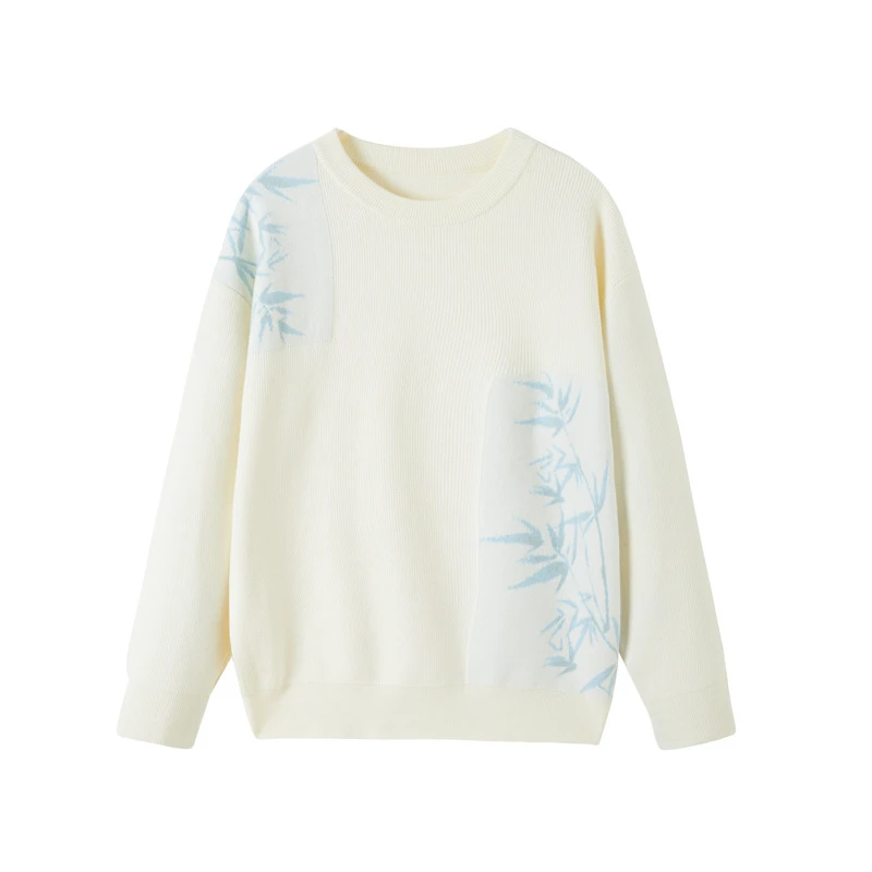 国潮提花毛衣秋冬新款宽松高级感设计情侣毛衫针织衫上衣XJ2439