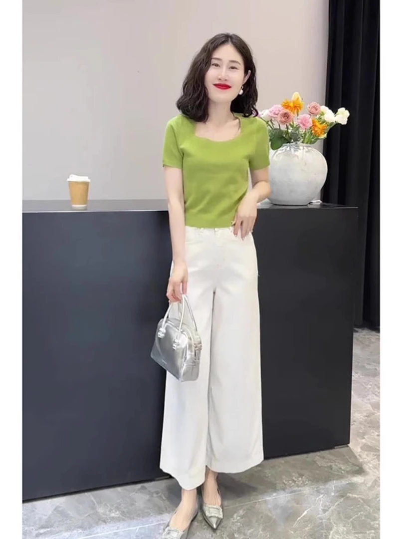 短袖针织毛衣九分裤两件套新款时尚套装洋气夏季显瘦休闲百搭韩版