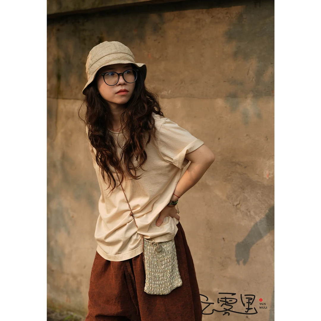 云雾里 原创设计复古文艺休闲宽松丝棉短袖T恤 2157