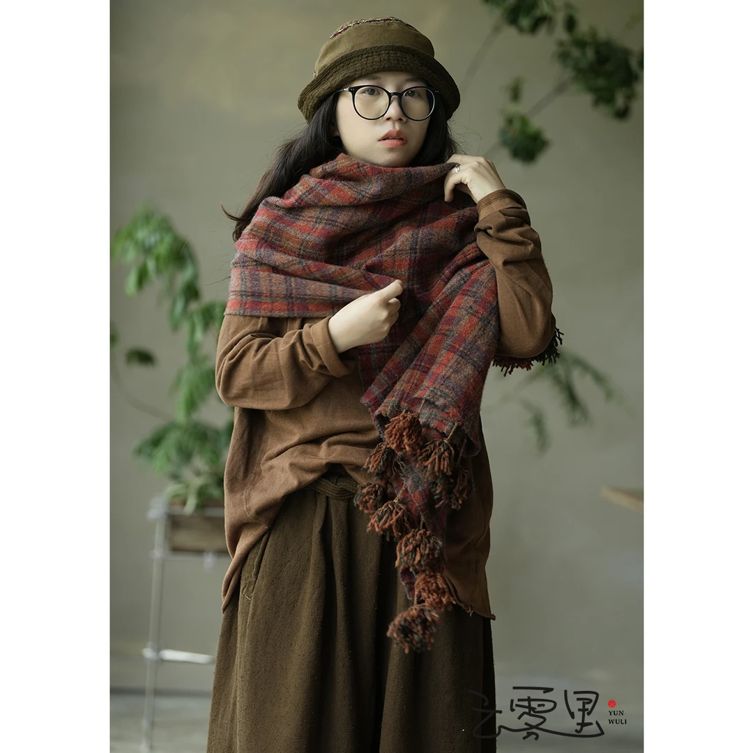 云雾里 原创设计复古文艺休闲亲肤棉麻长袖针织T 3103