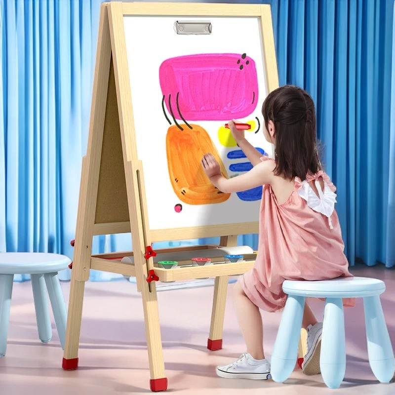 儿童画板实木磁性双面教学小黑板支架式涂色涂鸦画画可擦写字白板
