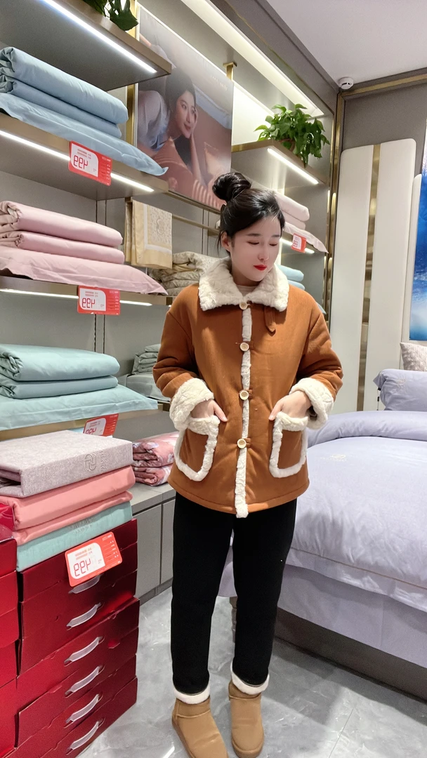 女款南瓜款加绒加厚家居服可外穿家居服套装