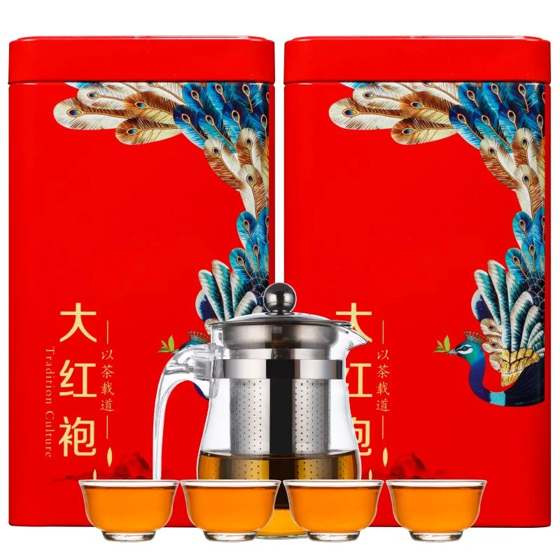 【赠一壶四杯】大红袍茶叶礼盒装红茶乌龙茶浓香型罐装250g/500g