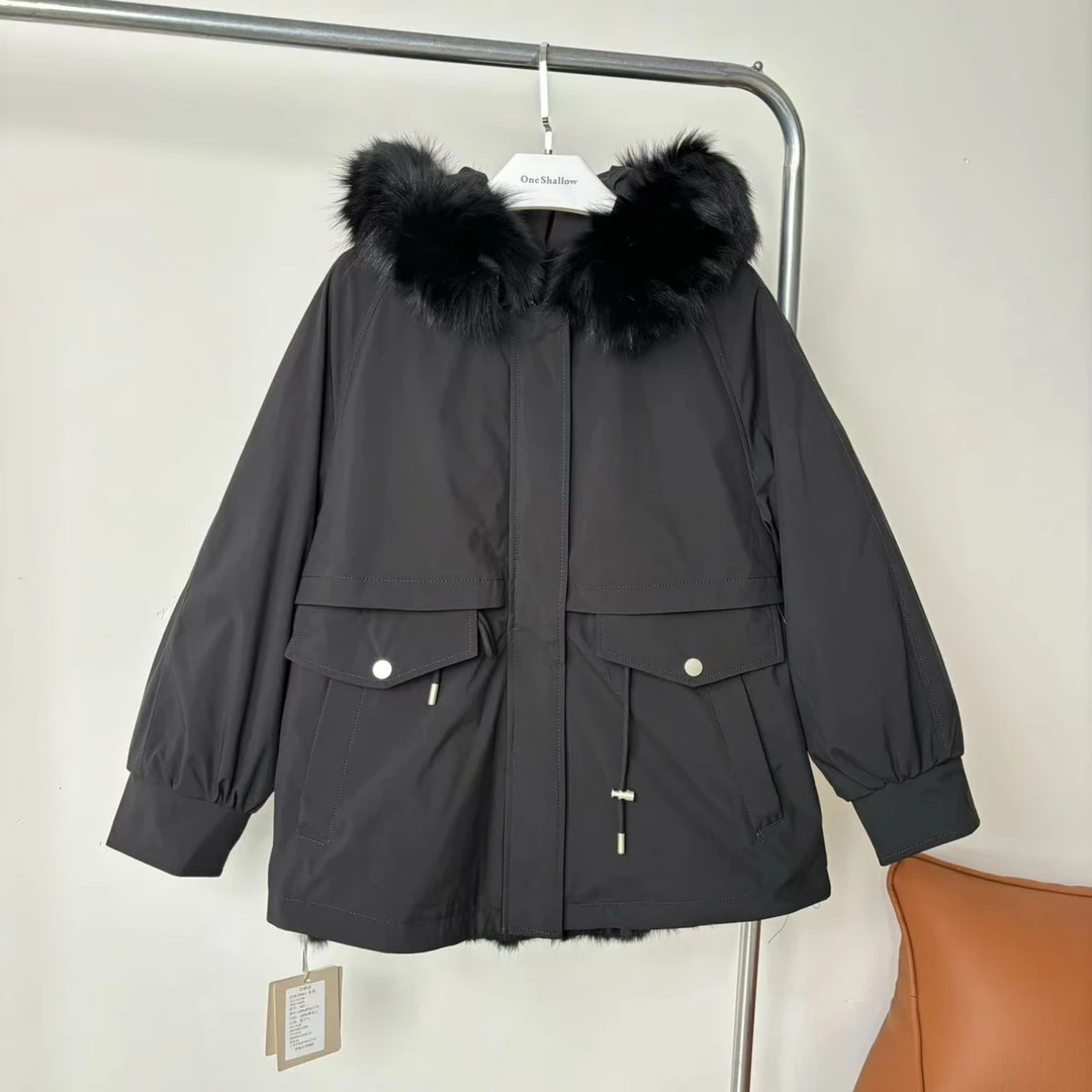 4342冬季保暖宽松舒适气质毛领连帽派克服602