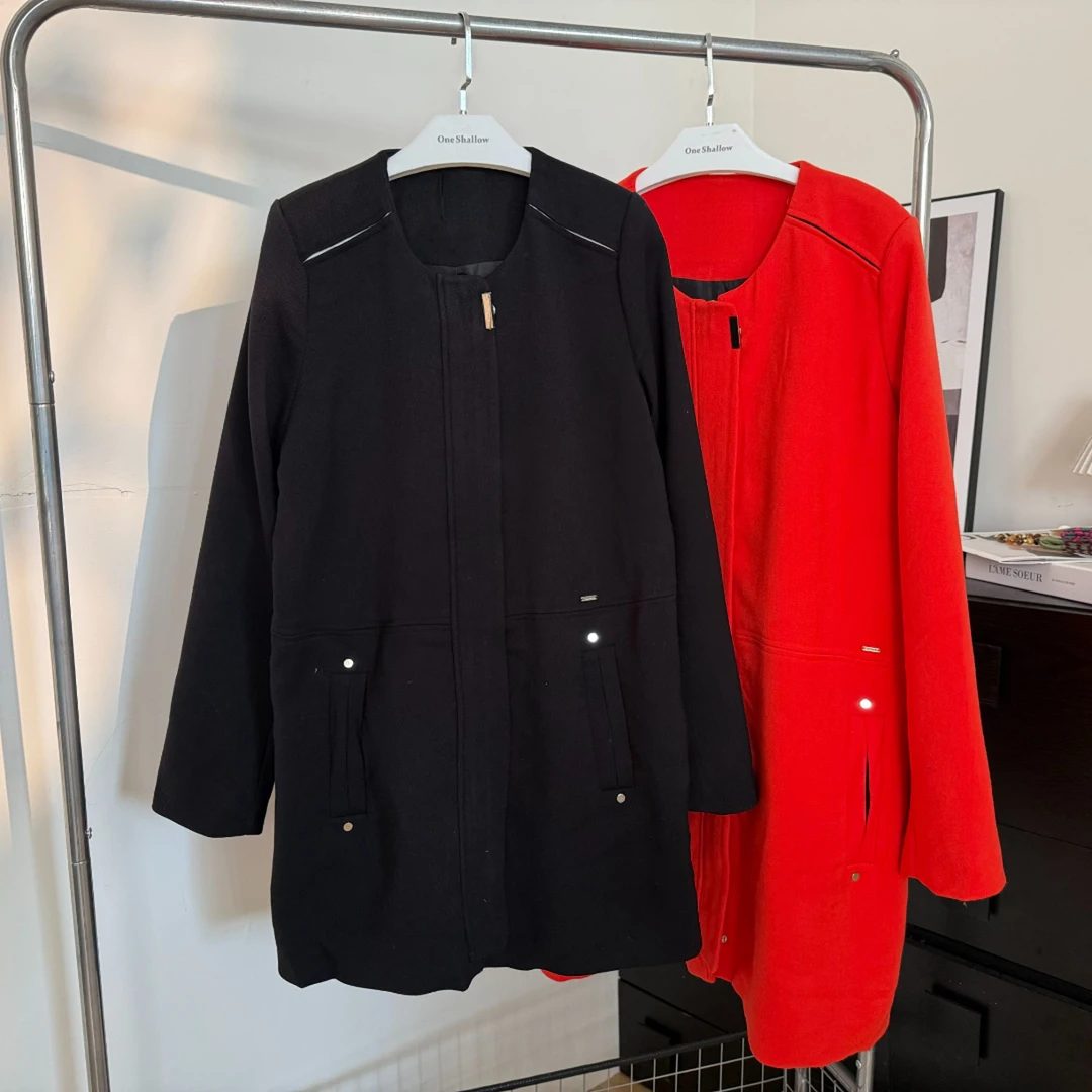 秋冬款长袖圆领中长款休闲外套4716