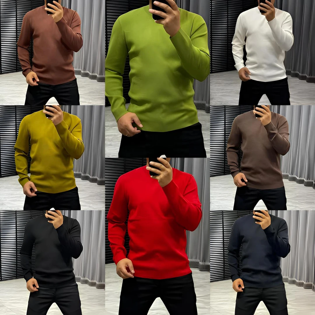 张先生欧货•5566秋冬季男士休闲净版简约修身打底圆领针织长袖