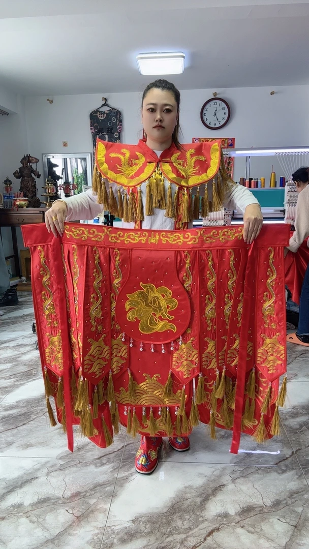 撒满战袍战裙刺绣九尾狐战裙披肩龙凤男女同款下单备注身高体重