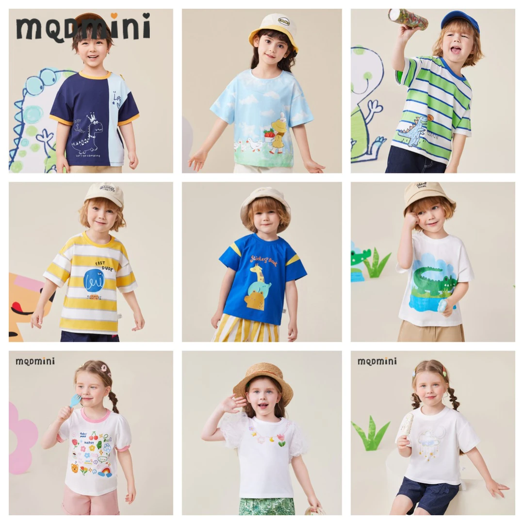 短袖-MQDMINI儿童短袖T恤夏季女童上衣男童宝宝圆领体恤打底衫YFW