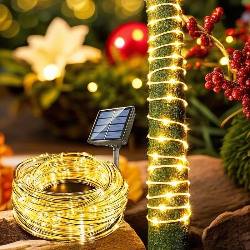 户外庭院灯太阳能管子灯 led户外防水彩灯串 usb款皮管装饰灯串灯