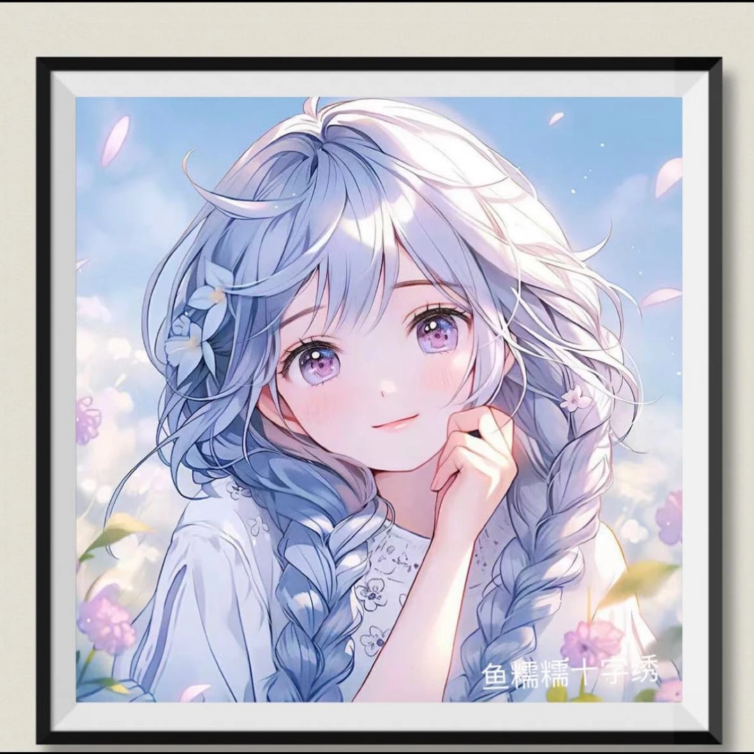 2024年新款辫子女孩十字绣套件60×60大格四股绣.